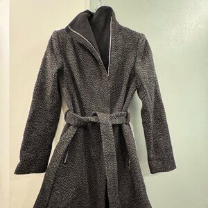 Tahari Womens Asymmetrical Belted Pea Coat XS